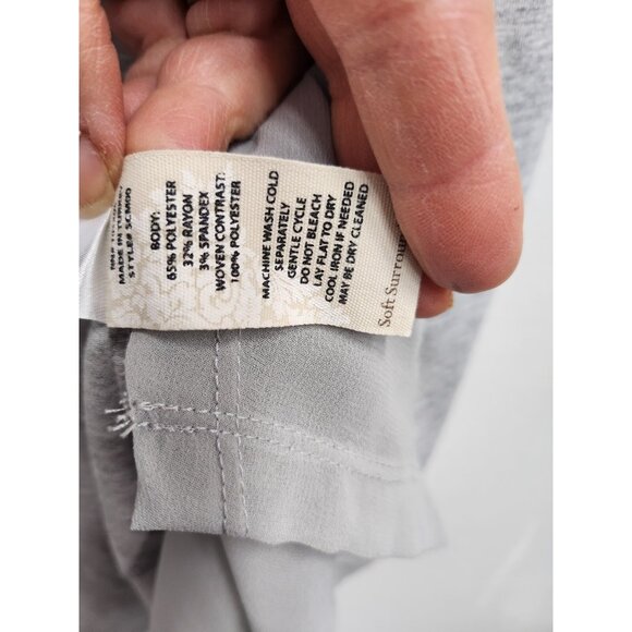 Soft Surroundings Womens BOHO Tunic Top Size 1X Gray Chiffon Hem Long Sleeve - Picture 7 of 10